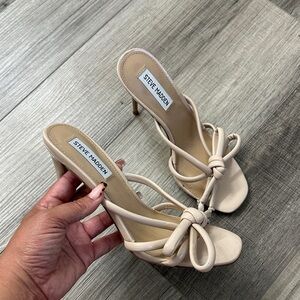 Brand new- Steve Madden Beige Knot-Strap Stiletto Sandals